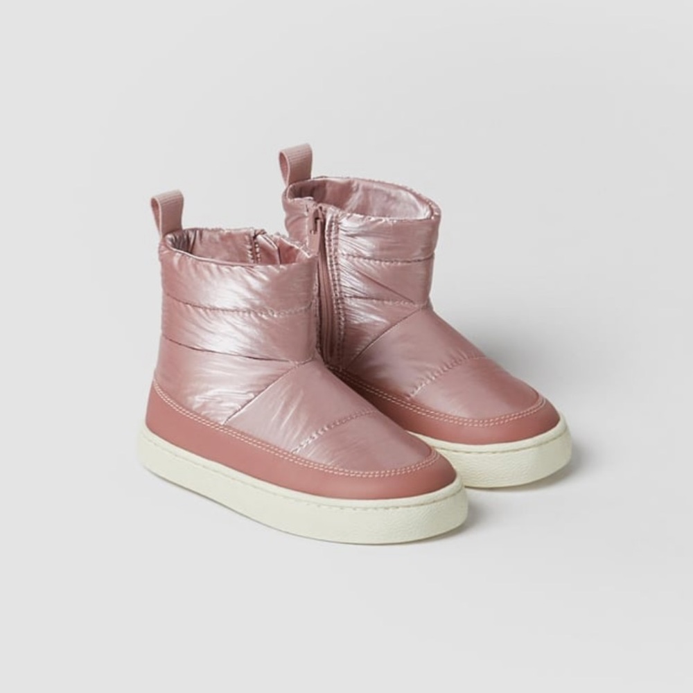 👧🏻NWT ZARA toddler girls pink quilted ankle boots size 7 toddler